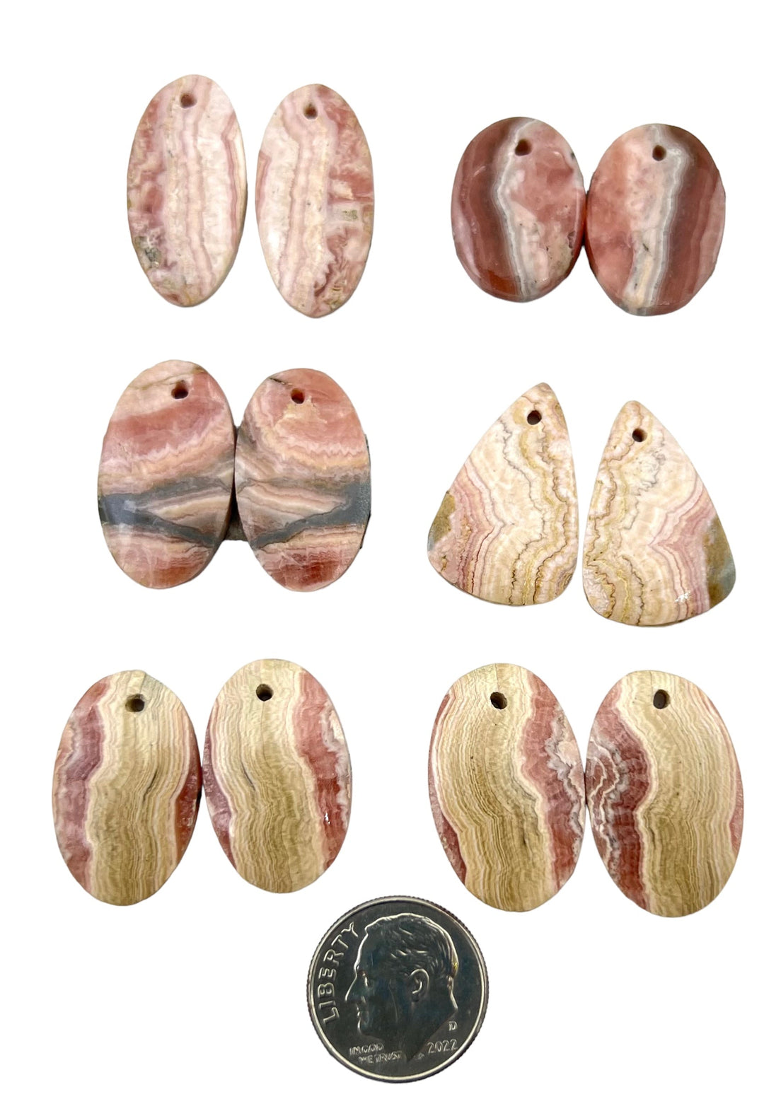 Rhorochrosite Bead Slab Pairs Various Shapes and sizes