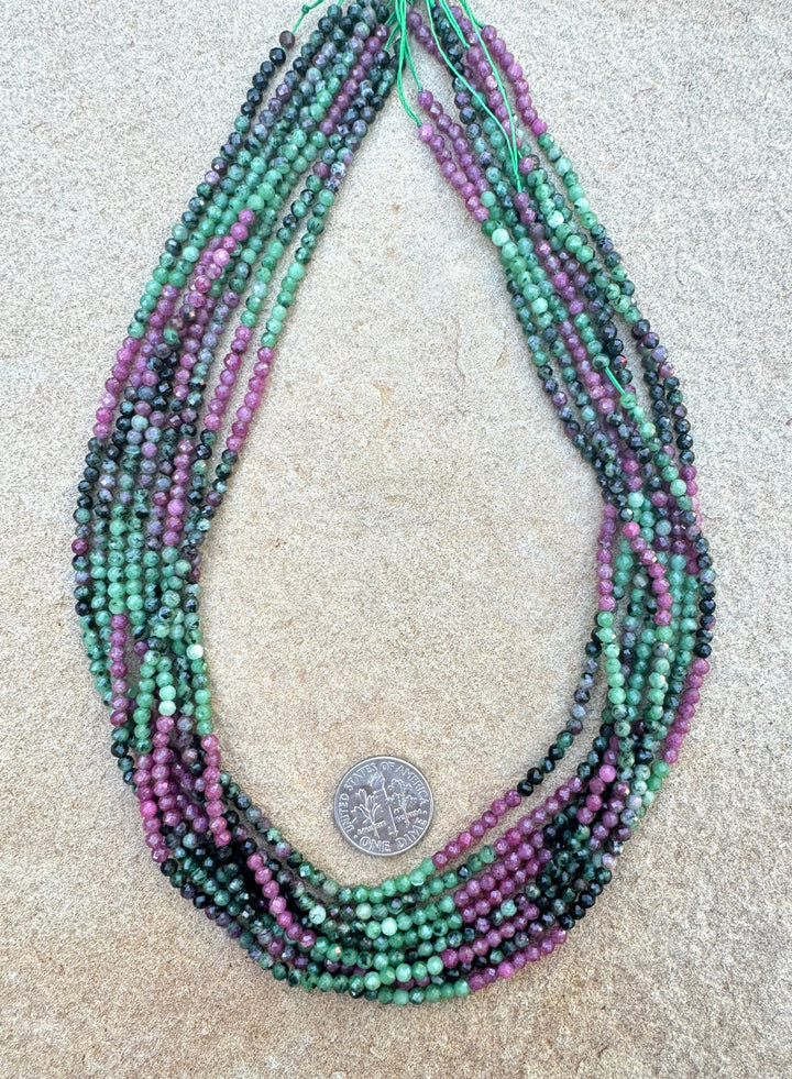 Ruby Zoisite Micro Faceted 3mm rounds beads strands 16 inch