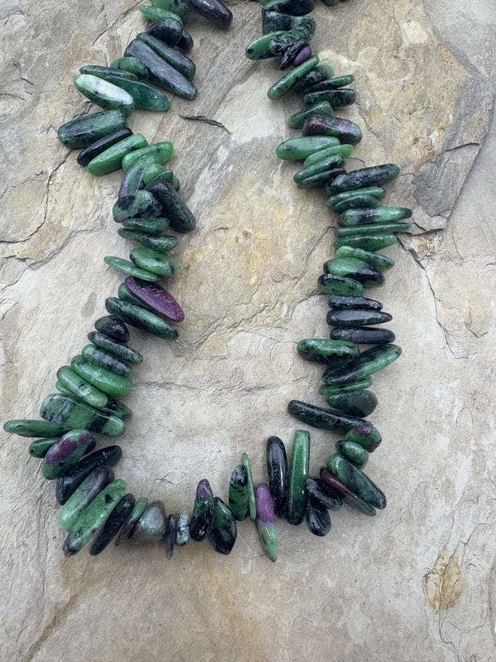 Ruby Zoisite Stick bead strands 6x12mm-7x25mm 16 inch