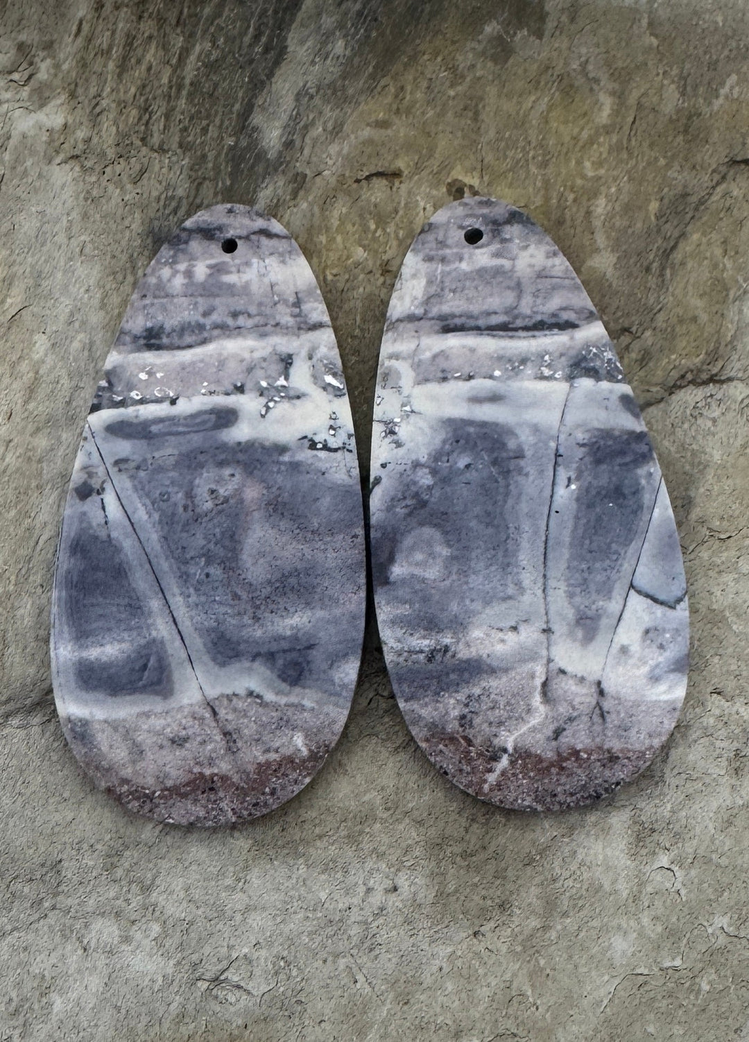 Sci-Fi Jasper (Mexico) GIANT Earring Slab Bead Pair 24x48mm