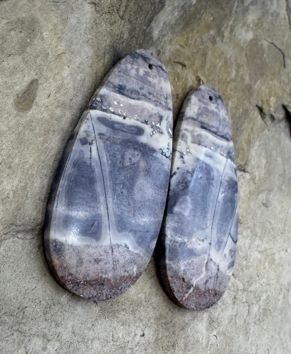 Sci-Fi Jasper (Mexico) GIANT Earring Slab Bead Pair 24x48mm