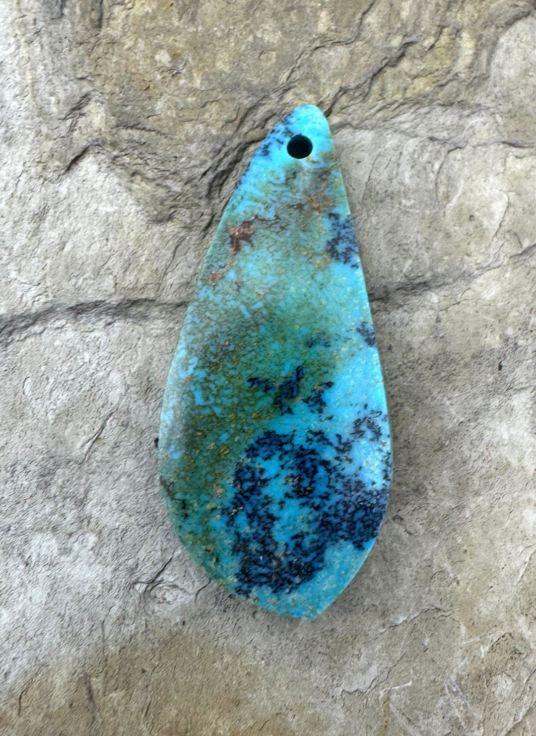 Smokey Kingman Turquoise (AZ) Focal Pendant Bead 17x39mm