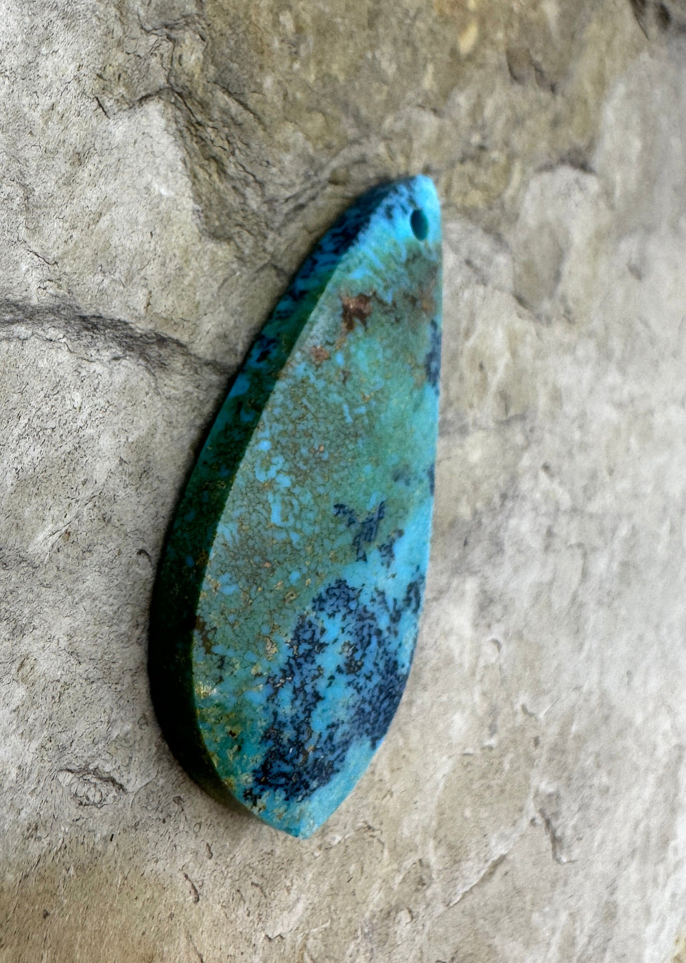 Smokey Kingman Turquoise (AZ) Focal Pendant Bead 17x39mm