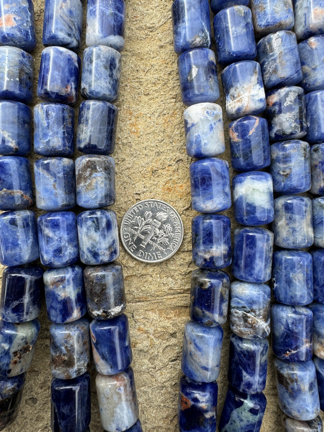 Sodalite Large Hole Tube Beads 7x12mm 8 inch Strand