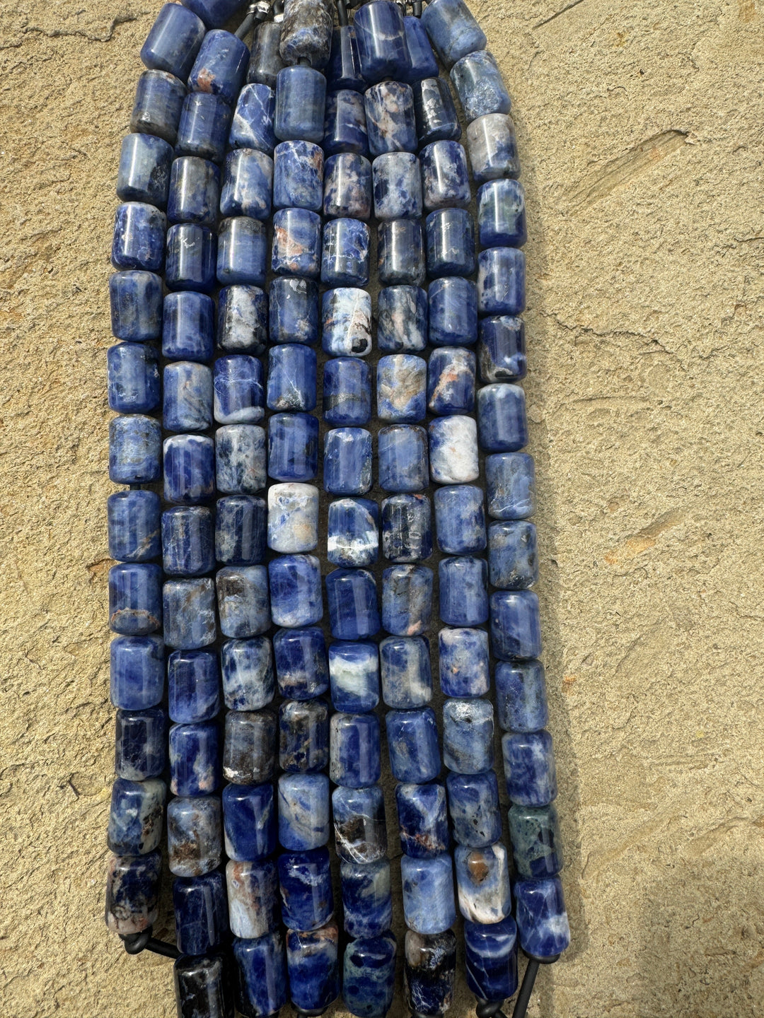 Sodalite Large Hole Tube Beads 7x12mm 8 inch Strand