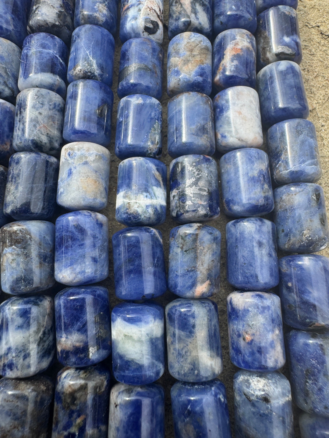 Sodalite Large Hole Tube Beads 7x12mm 8 inch Strand