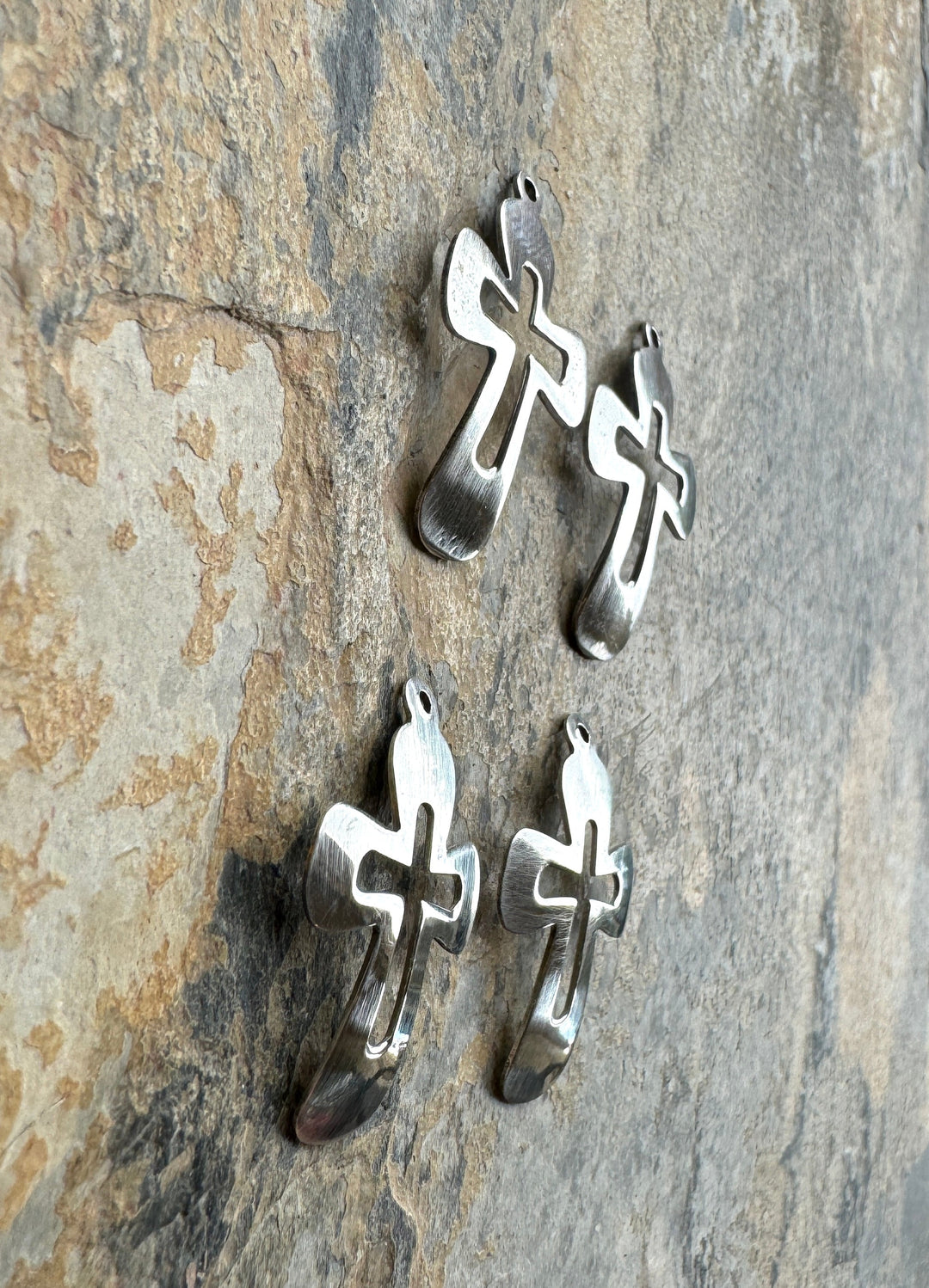 Sterling Silver Cross Shaped Charms 18x28mm One Pair