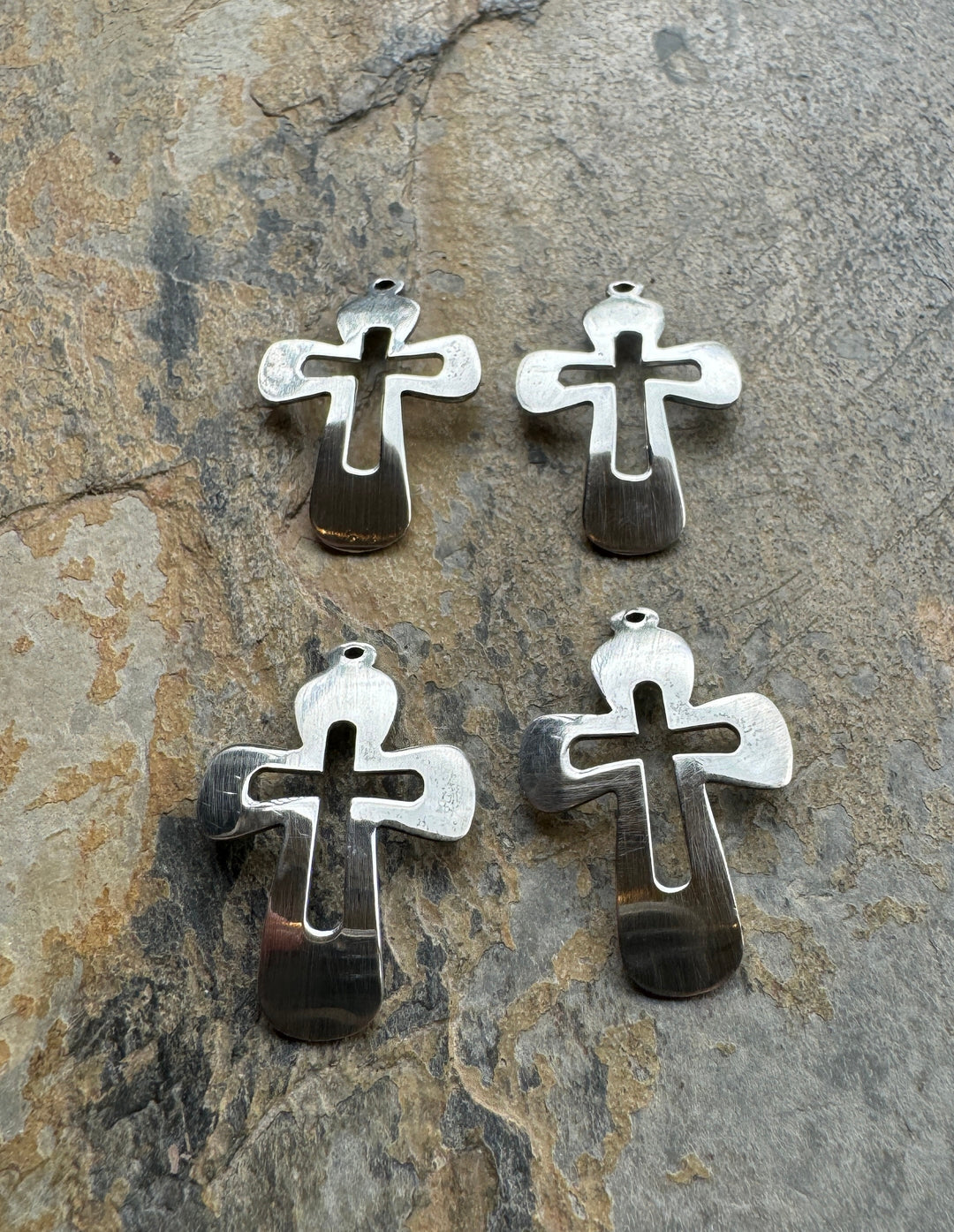 Sterling Silver Cross Shaped Charms 18x28mm One Pair