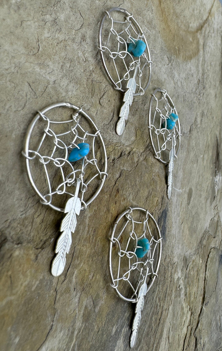 Sterling Silver Dreamcatcher Charm with Turquoise 22mm