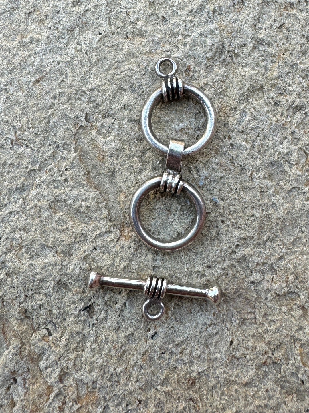 Sterling Silver Toggle Clasp Double Ring (Pkg of 1 Set)