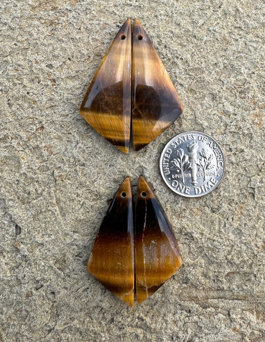 Tiger Eye Earring Slab Bead Pairs 14x35mm - Tiger Eye