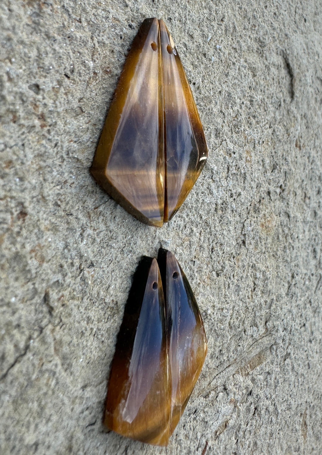 Tiger Eye Earring Slab Bead Pairs 14x35mm - Tiger Eye