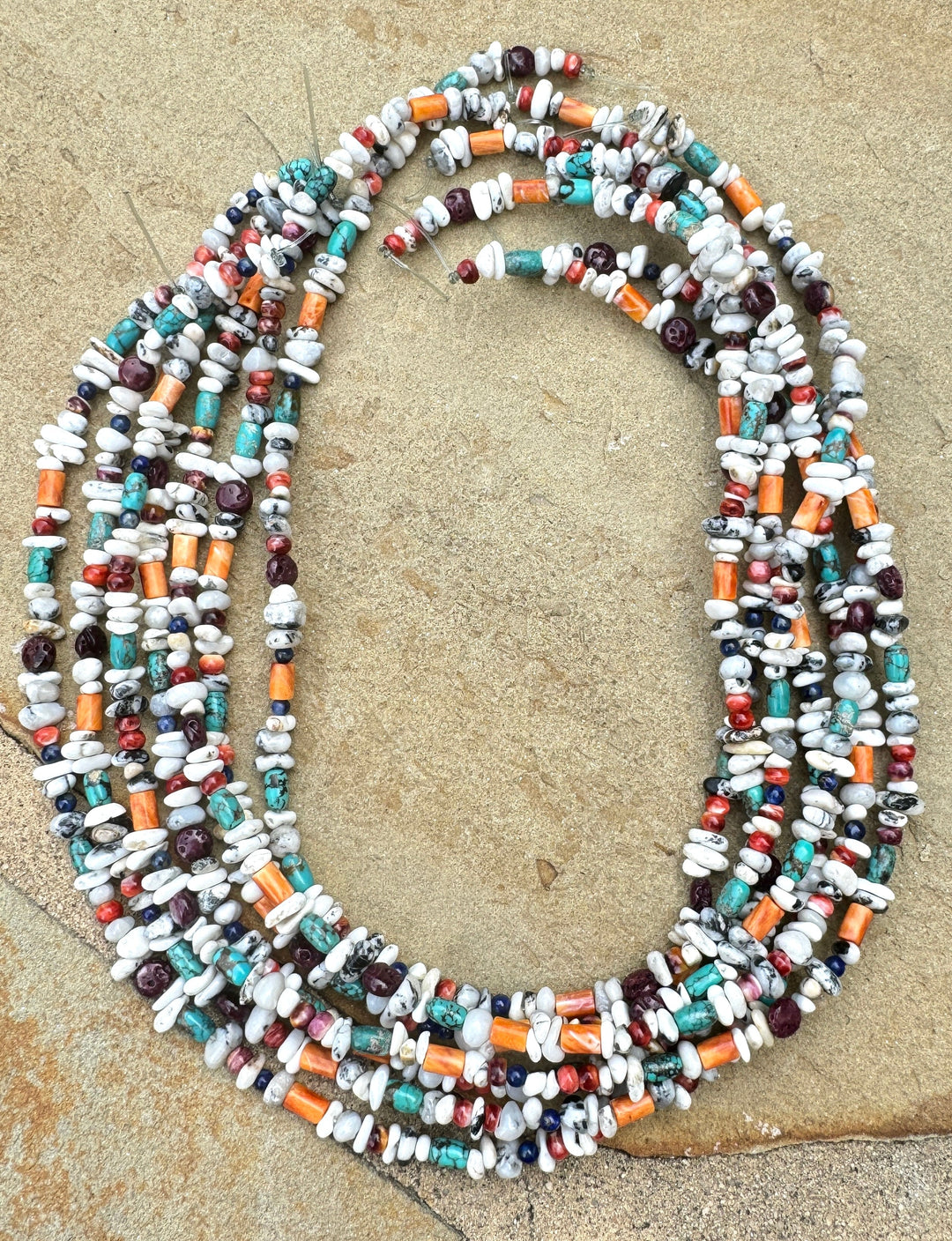 White Buffalo 4-6mm Chip Nugget Beads Mixed with Turquoise