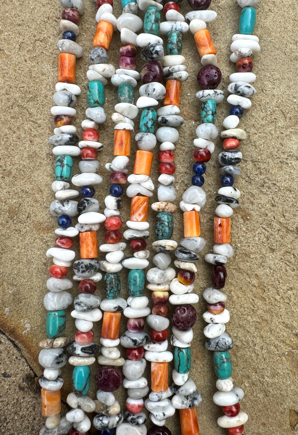 White Buffalo 4-6mm Chip Nugget Beads Mixed with Turquoise