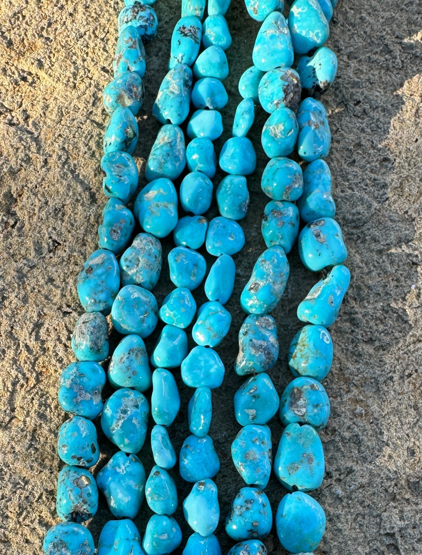 Natural Campitos Turquoise UNSTABILIZED Nugget Beads - 11-12x8-9mm - 15.75