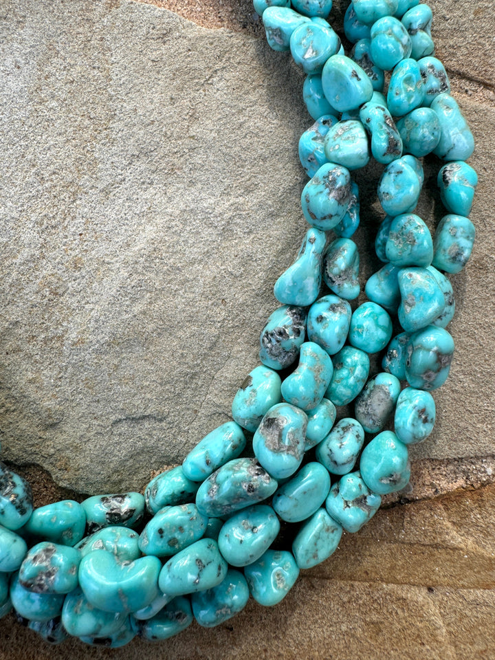 White Water Turquoise (Mexico) with Pyrite 8-12mm Nugget